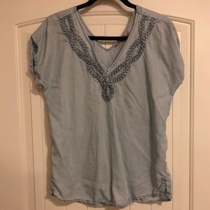 Anthropologie Holding Horses braided chambray top.